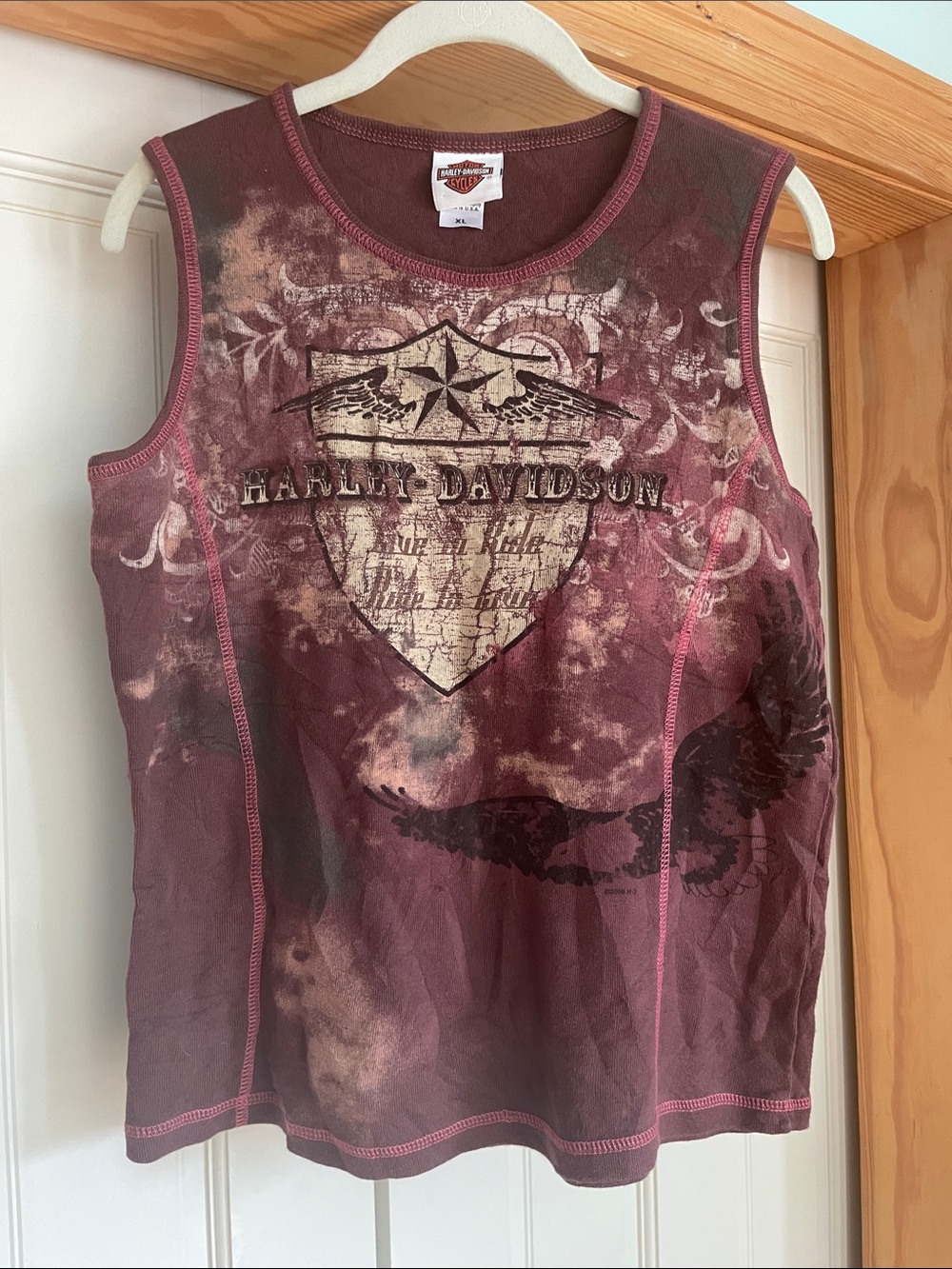 Harley-Davidson Women's Maroon Graphic Tank with Shield Print
